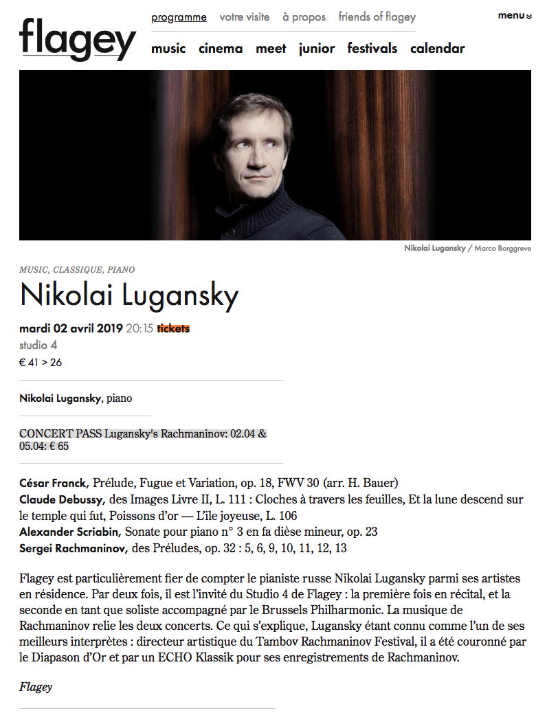 Brussels Philharmonic, Nikolai Lugansky. Rachmaninov : a tribute.